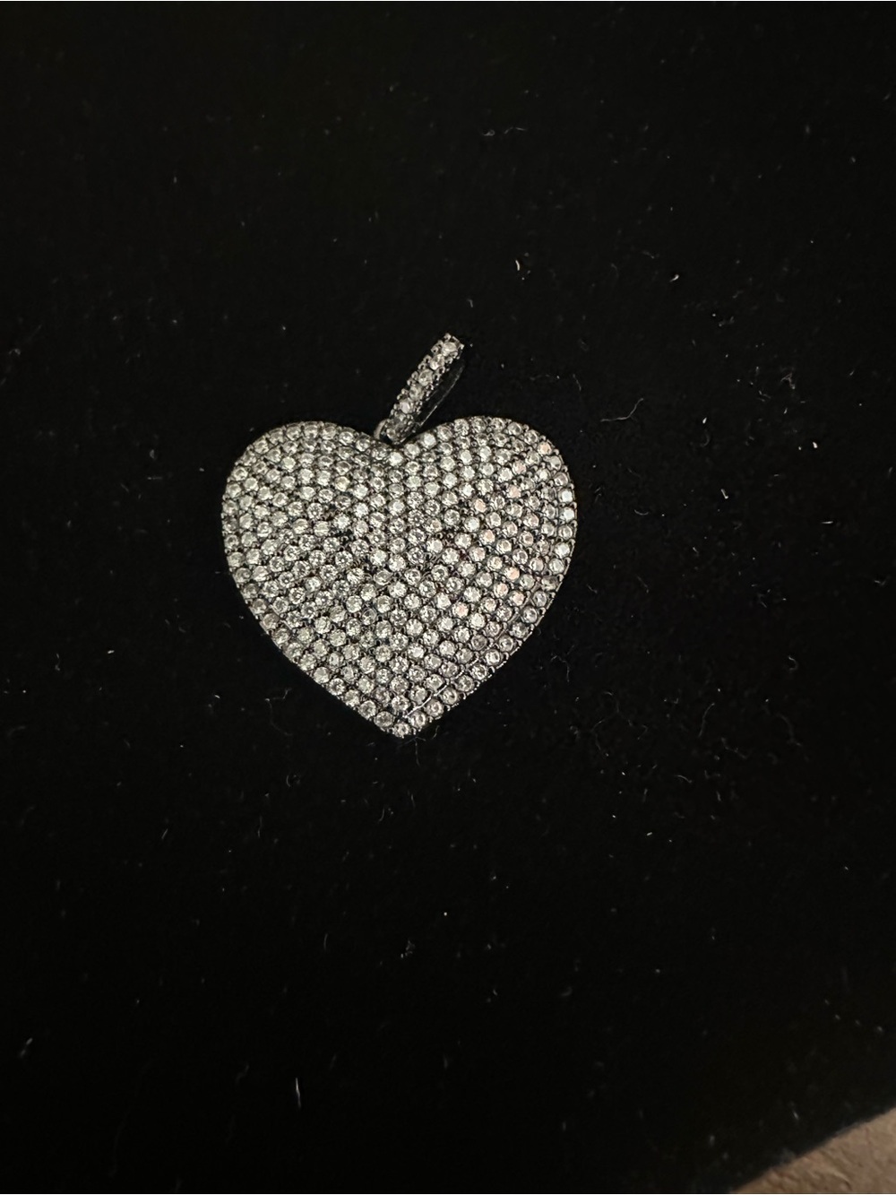 Pave Heart Pendant Necklace in Silver Tone